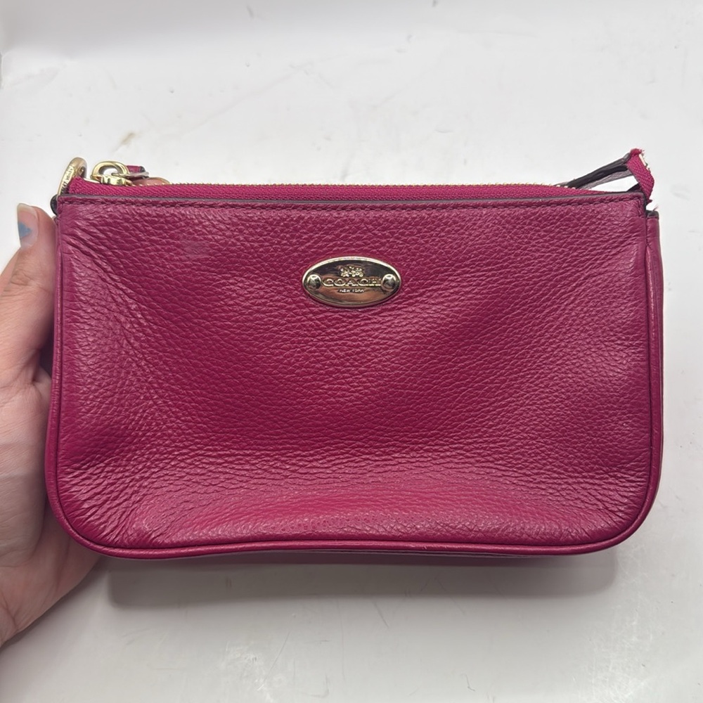 Coach Nolita Shoulder Bag Wristlet Clutch Baguette Purse Pink Pebble Leather - Picture 3 of 16